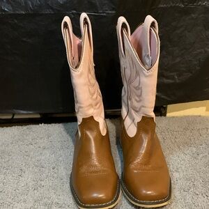 Pink and Brown Girls' Western Cowboy Boots